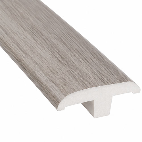Moldura-Expansión O “T” Villa Pisos Moldura nariz de escalón para pisos en acabado gris madera.