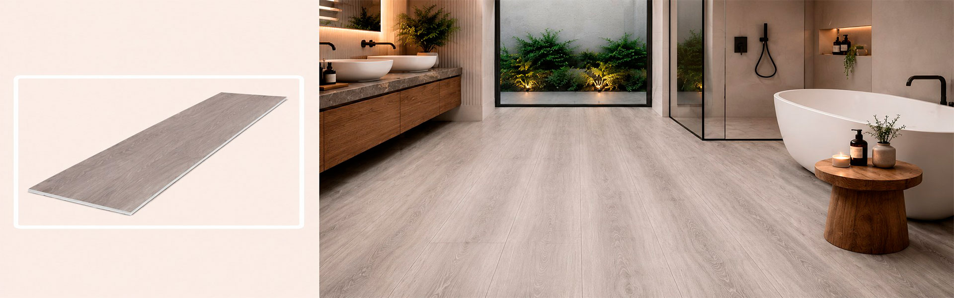Pisos Vinílicos SPC Piso Vinílico SPC instalado en baño moderno de lujo