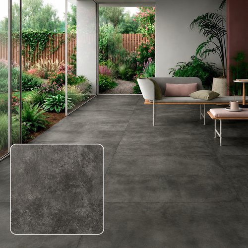 Piso Vinilico SPC Concrete Piso Vinílico SPC Concrete instalado en sala moderna