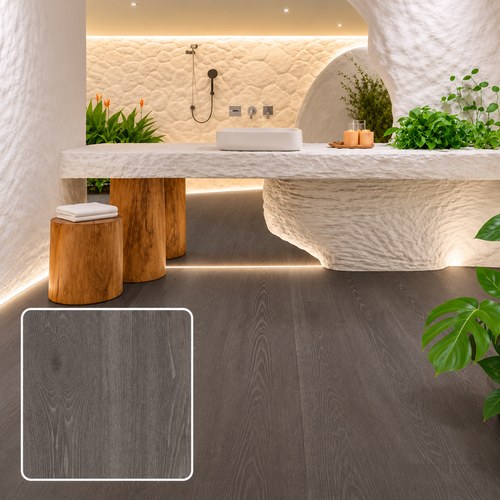 Piso_Vinilico_SPC_Parkland Piso Vinílico SPC Parkland instalado en baño moderno