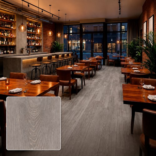 Piso_Vinilico_SPC_Silverstone Piso Vinílico SPC Silverstone instalado en restaurante moderno