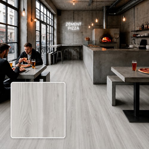 piso-vinilico-spc-ashlar-gray Piso Vinílico SPC Ashlar Gray instalado en pizzería moderna